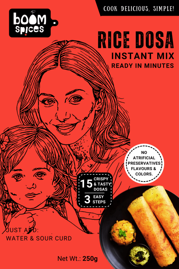 Boom Instant Rice Dosa Breakfast Mix 250g | Ready to Cook Breakfast | Tasty & Cripsy | No Preservatives