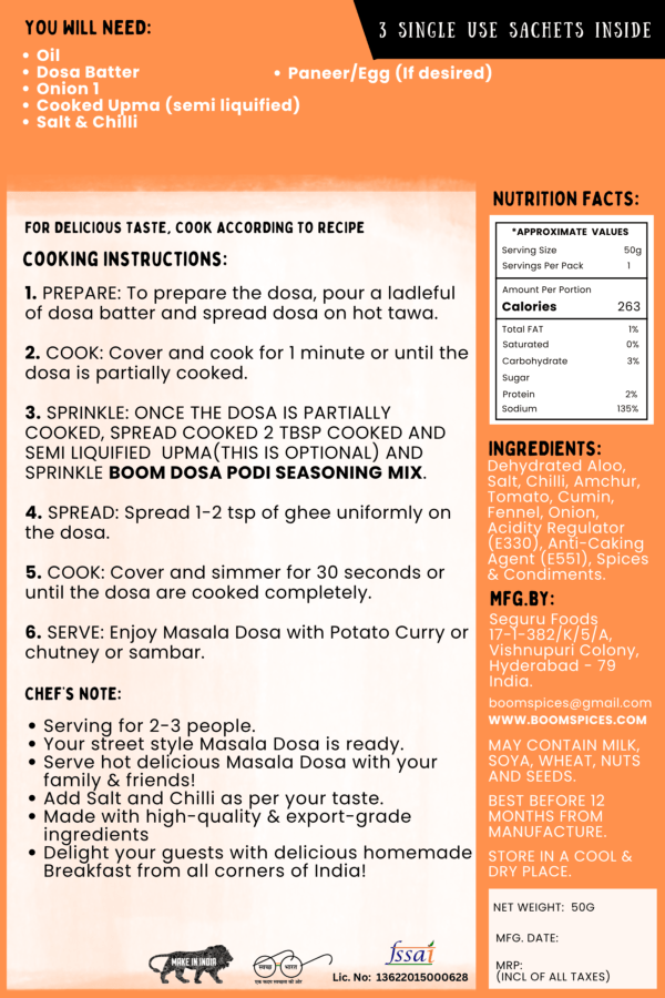 Boom Dosa Podi Seasoning Mix 50g
