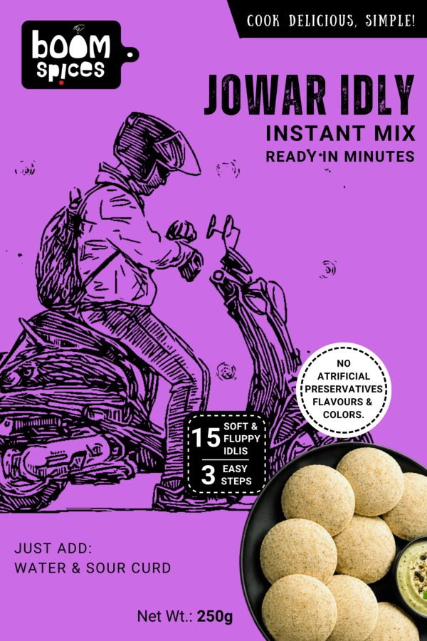 Boom Instant Jowar Idly Breakfast Mix 250g | Ready to Cook Breakfast | Soft & Fluffy | Fiber Feast | No Preservatives