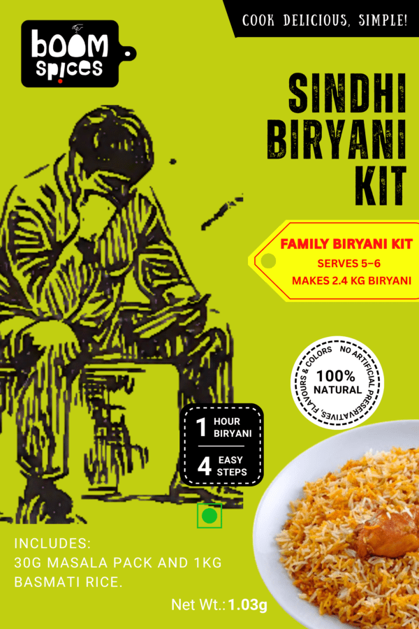 Boom Sindhi Biryani Kit 1.03kg (Serves 6) | Biryani Masala with Basmati Rice | Ready-to-Cook Kit
