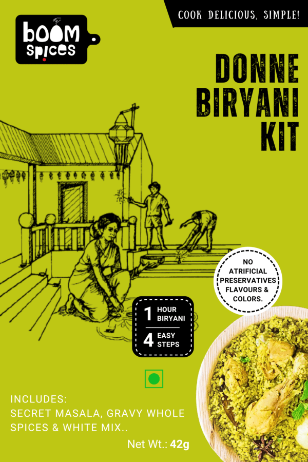 Boom Donne Biryani Kit 42g (Serves 6) | Secret Biryani Masala, Whole Spices & White Mix | Ready-to-Cook Kit
