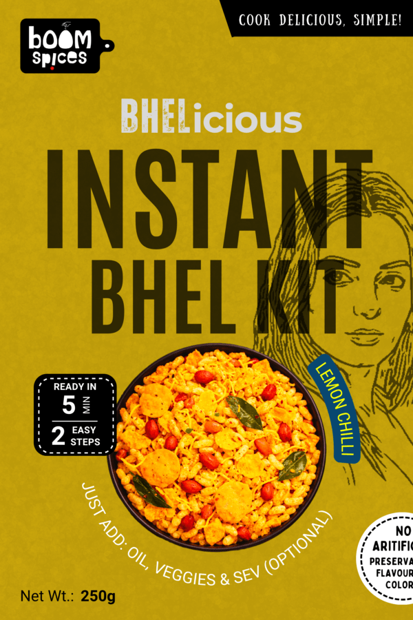 Boom BHELicious Instant Bhel Kit 250g | Lemon Chilli Masala Inside