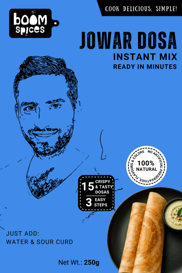 Boom Instant Jowar Dosa Breakfast Mix 250g | Ready to Cook Breakfast | Tasty & Cripsy | No Preservatives, No Soda