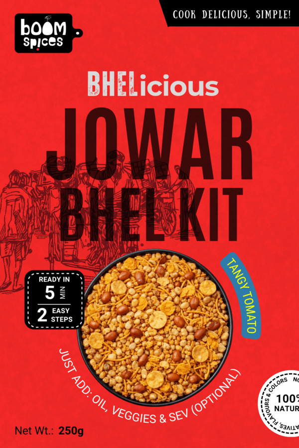 Boom BHELicious Jowar Bhel Kit 250g | Tangy Tomato Masala Inside | Fiber Snack