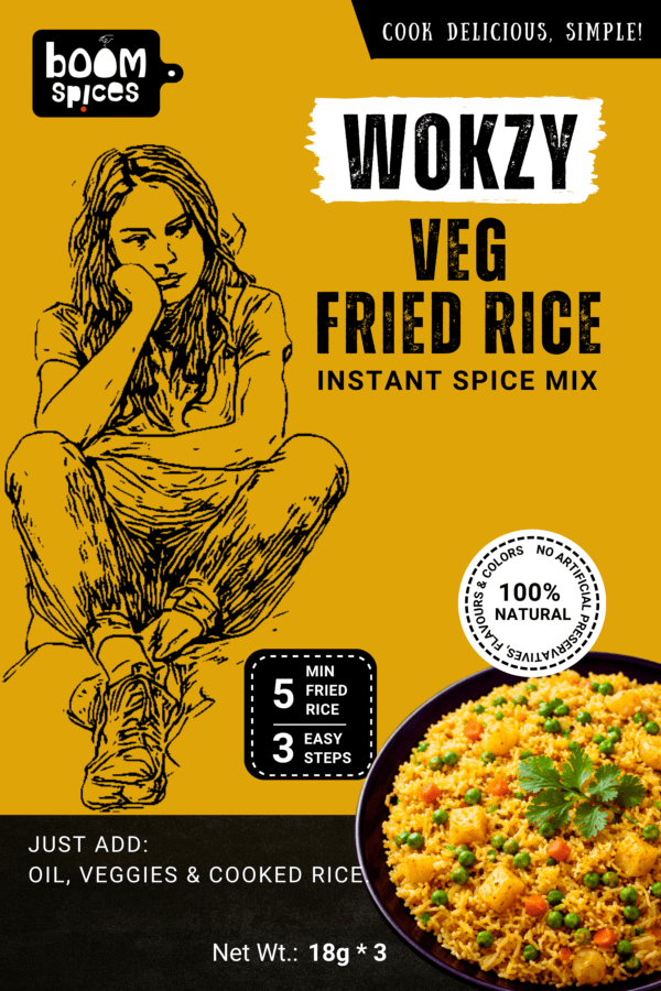 Boom WOKSY Veg Fried Rice Instant Spice Mix | Pack of 3 (18g Each)