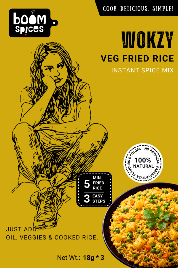 Boom WOKSY Veg Fried Rice Instant Spice Mix | Pack of 3 (18g Each)