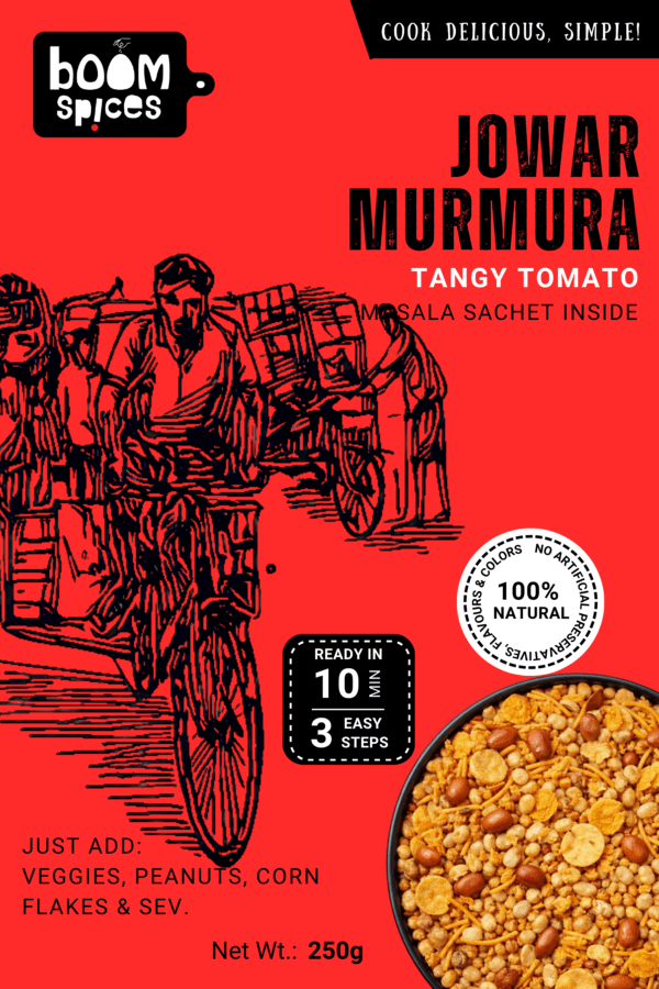Boom Jowar Murmura 250g | With Tangy Tomato Masala Sachet Inside | Fiber Snack