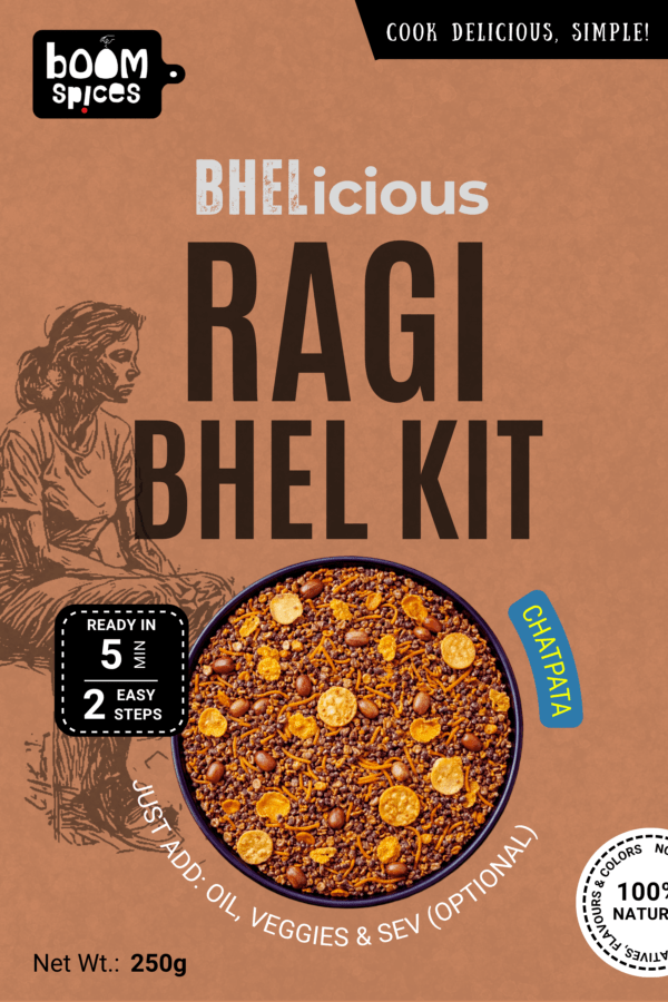 Boom BHELicious Ragi Bhel Kit 250g | Chatpata Masala Inside | Calcium Bites