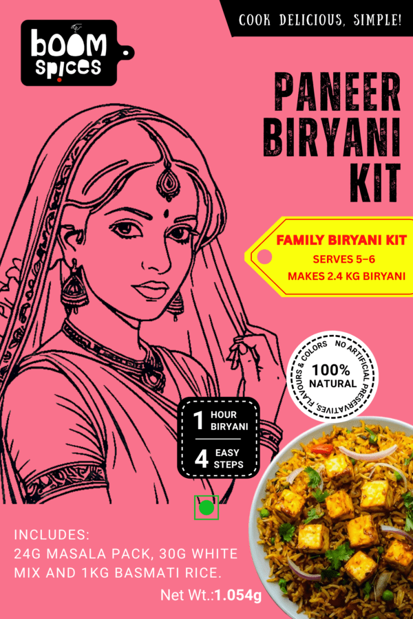 Boom Paneer Biryani Kit 1.054g (Serves 6) | Biryani Masala with Basmati Rice | Ready-to-Cook Kit
