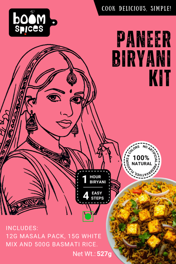 Boom Paneer Biryani Kit 527g (Serves 3) | Biryani Masala with Basmati Rice | Ready-to-Cook Kit