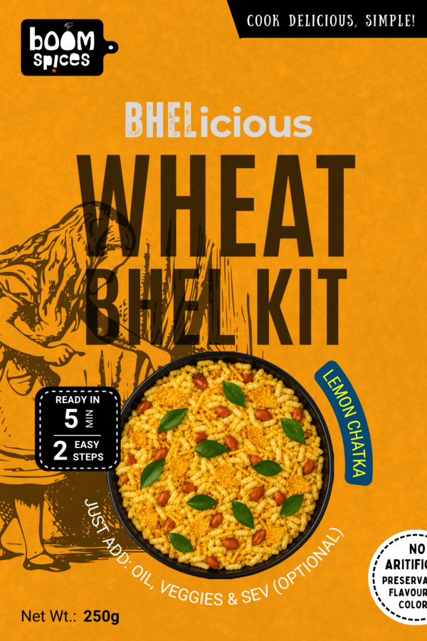 Boom BHELicious Wheat Bhel Kit 250g | Plain Murmura with Lemon Chatka Masala Inside