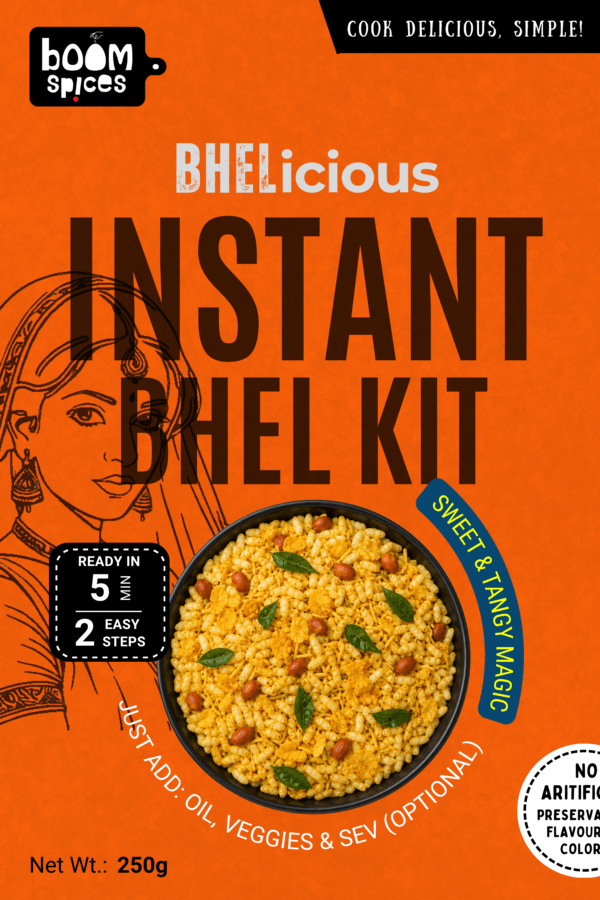 Boom BHELicious Instant Bhel Kit 250g | Plain Murmura with Sweet & Tangy Magic Masala Inside | Snack Attack