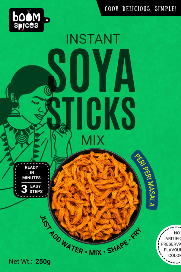 Boom Soya Sticks Mix 250g | Instant Mix & Peri Peri Masala