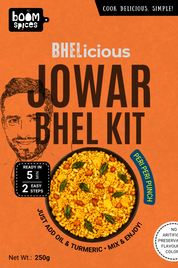 Boom BHELicious Jowar Bhel Kit 250g | Plain Murmura with Peanuts & Peri Peri Masala