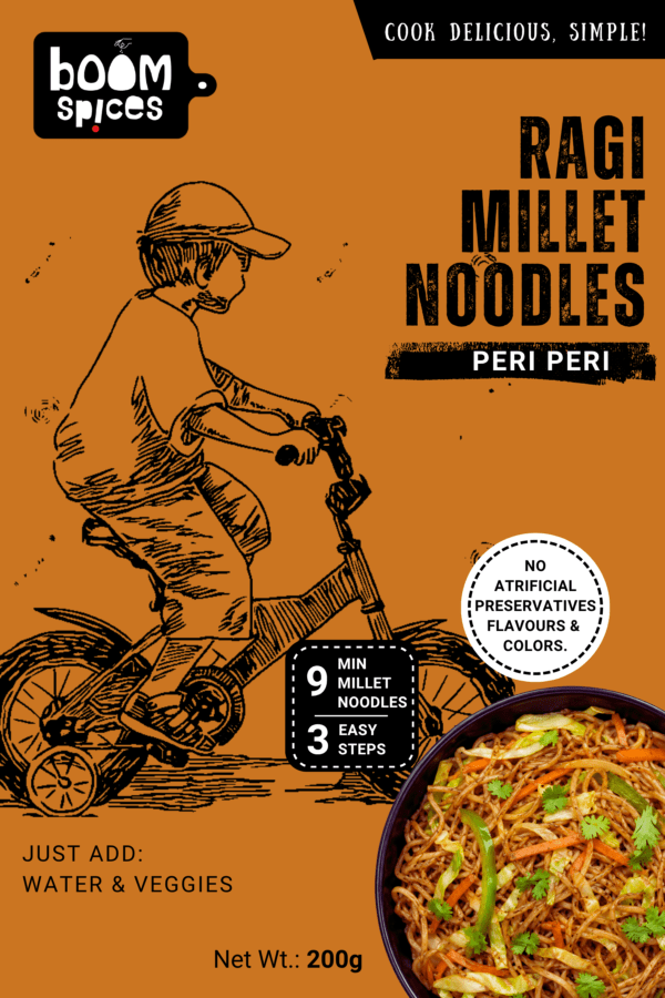 BOOM Ragi Millet Noodles | Peri Peri Spice Mix | High Calcium Noodles | No Maida | 200g